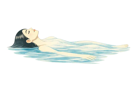 Woman floating peacefully in pool